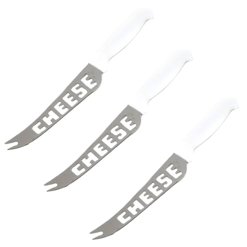 Chef Craft Serrated Stainless Steel Blade Cheese Knife with Pronged Serving Tip - 3 Pack
