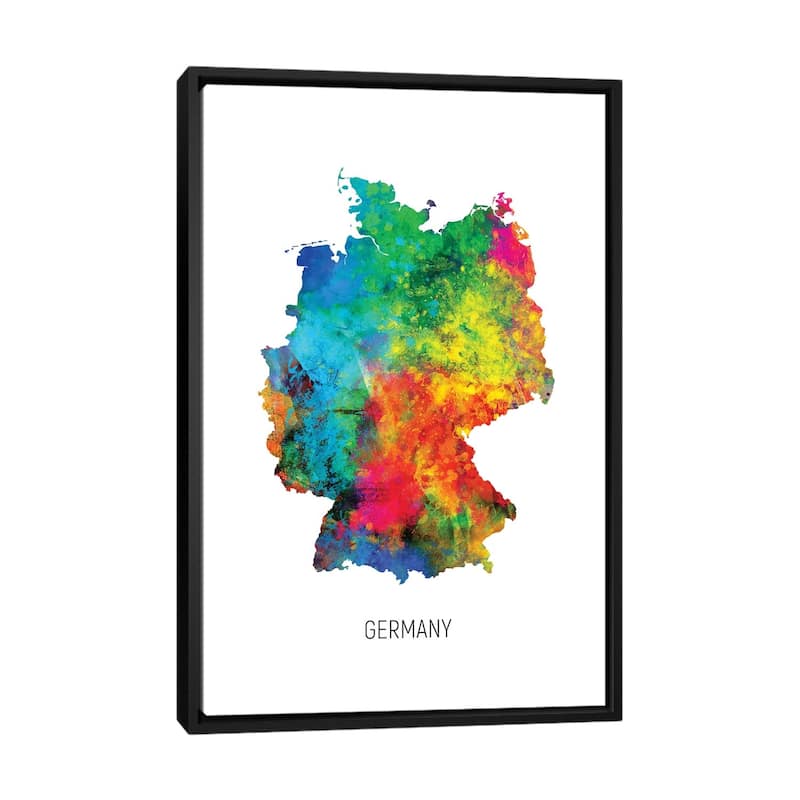 iCanvas "Germany Map" by Michael Tompsett Framed Canvas Print - Black - 40x26