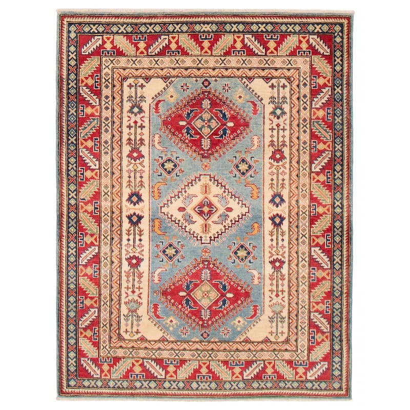 ECARPETGALLERY Hand-knotted Uzbek Ghazni Blue Wool Rug - 4'11 x 6'5 - Light Blue - 4'11 x 6'5