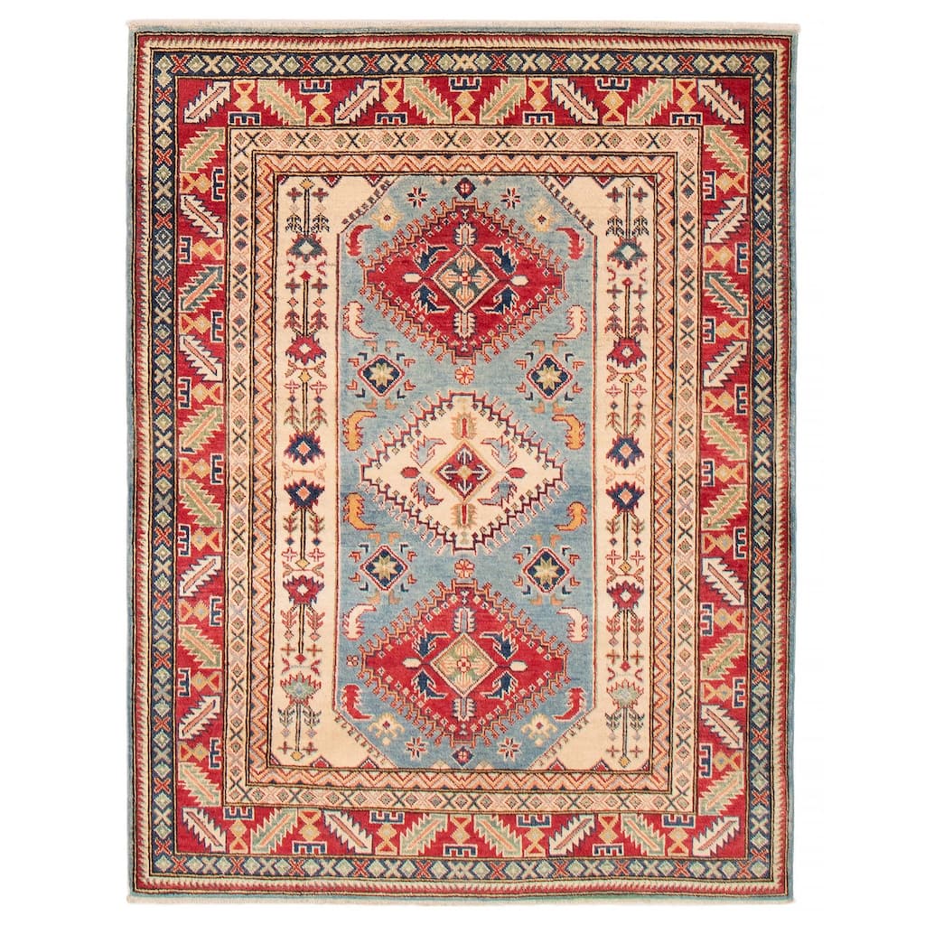 ECARPETGALLERY Hand-knotted Uzbek Ghazni Blue Wool Rug - 4'11 x 6'5