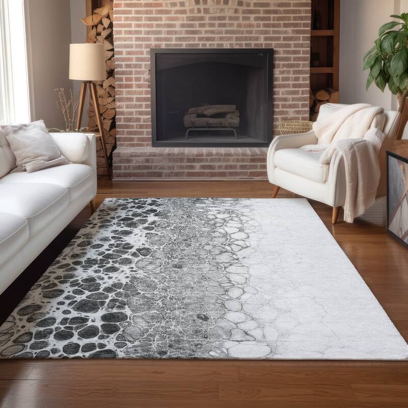Machine Washable Indoor/ Outdoor Chantille Abstract Cobblestone Rug