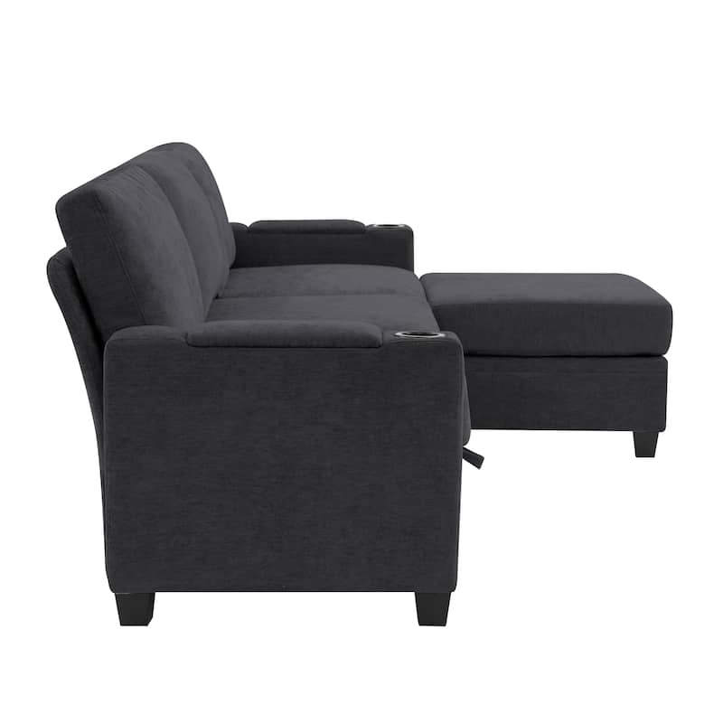 Chenille Storage Sofa, 3 Seats with a Removable Ottoman
