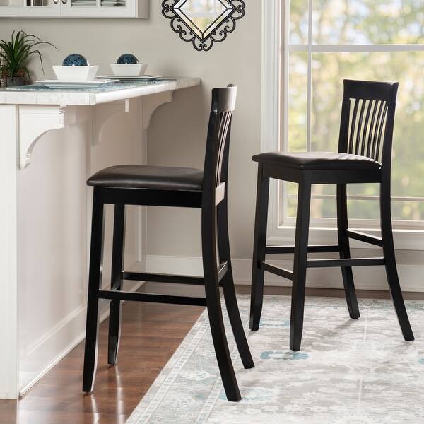 Shop Linon Piedmont Black Slat Back Bar Stool On Sale