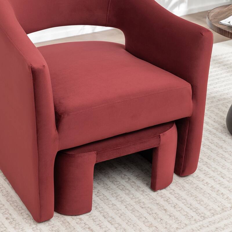 SEYNAR Modern Glam Velvet Accent Armchair Open Back with Ottoman