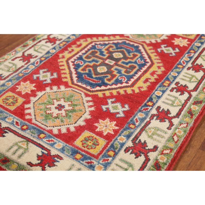 Red Kazak Oriental Accent Rug Handmade Wool Carpet - 2'1"x 2'10"