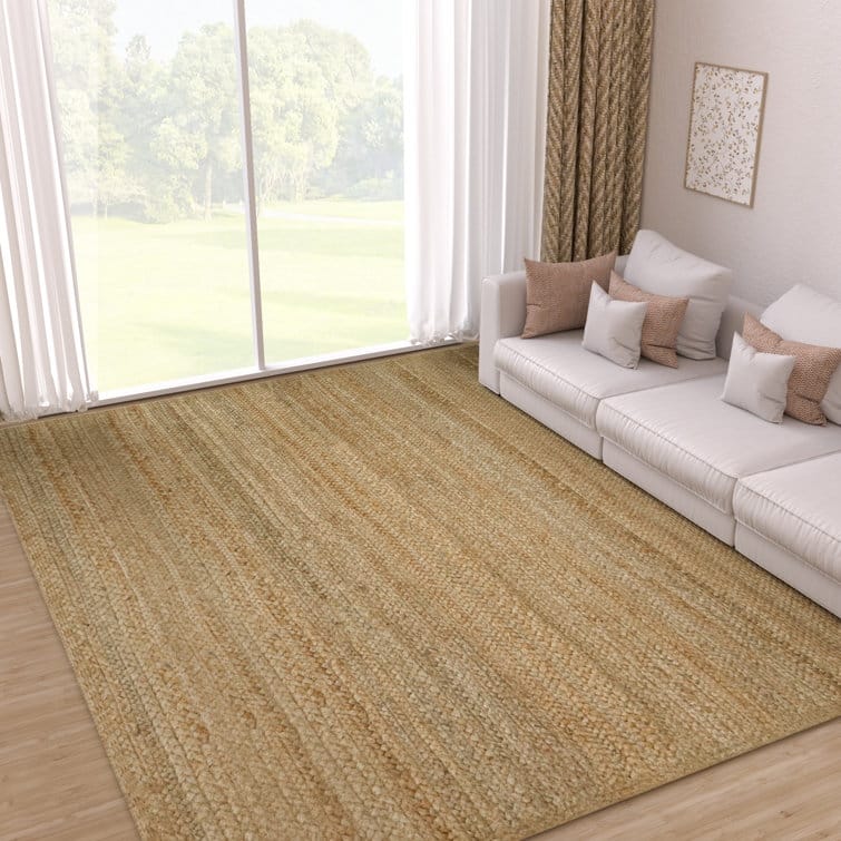 Jute Hand Braided Zigzag Stitch Natural Fibers Farmhouse Style Area Rug
