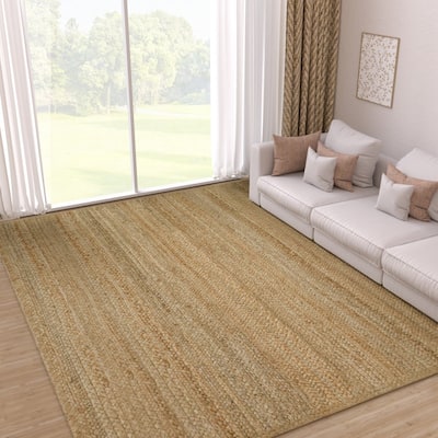 Jute Hand Braided Zigzag Stitch Natural Fibers Farmhouse Style Area Rug