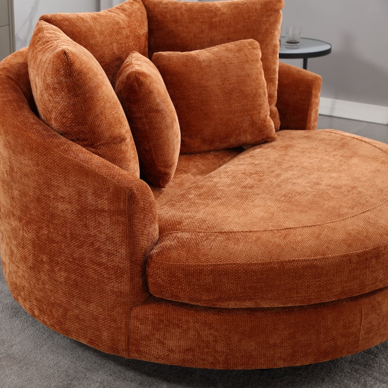 59.8''W Modern Oversized Sofa Chair, Round Accent Barrel Chair With 5 Pillows
