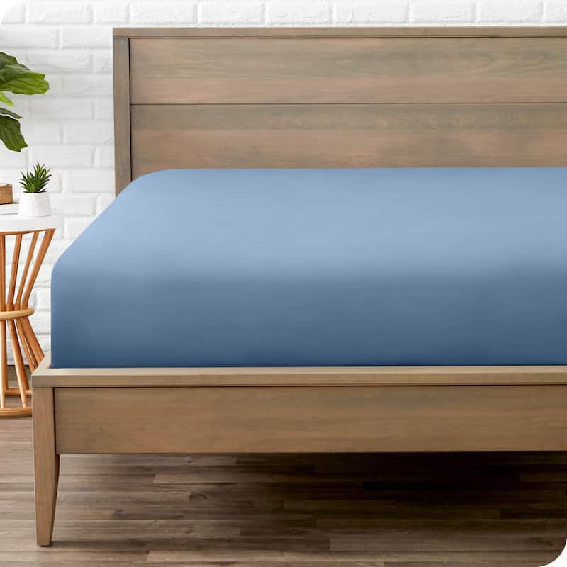 Bare Home Double Brushed Deep Pocket Fitted Sheet - Queen - Coronet Blue