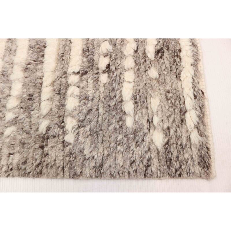 ECARPETGALLERY Hand-knotted Tangier Cream, Grey Wool Rug - 5'1 x 8'0