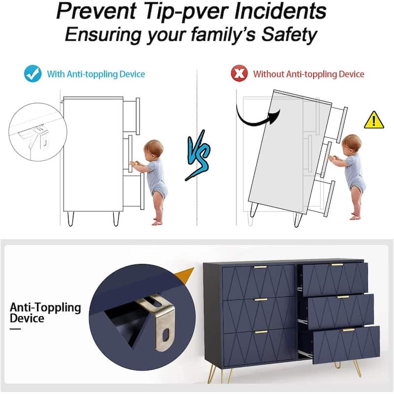 6 Drawer Dresser Drawer Chest Storage Cabinet Organizer