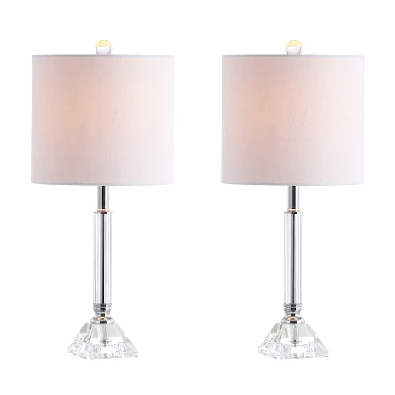 Goddard 19.5" Crystal Column/Metal LED Table Lamp, Clear by JONATHAN Y