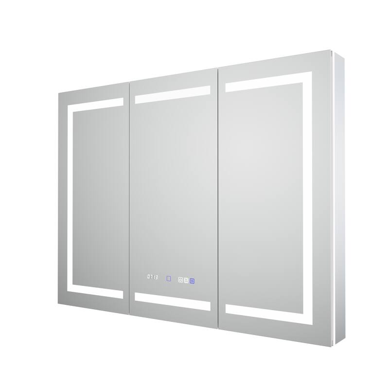 36'' H Recessed or Surface Mounted Bathroom LED Mirror Cabinet With Defogger, Dimmer, 10x magnifying