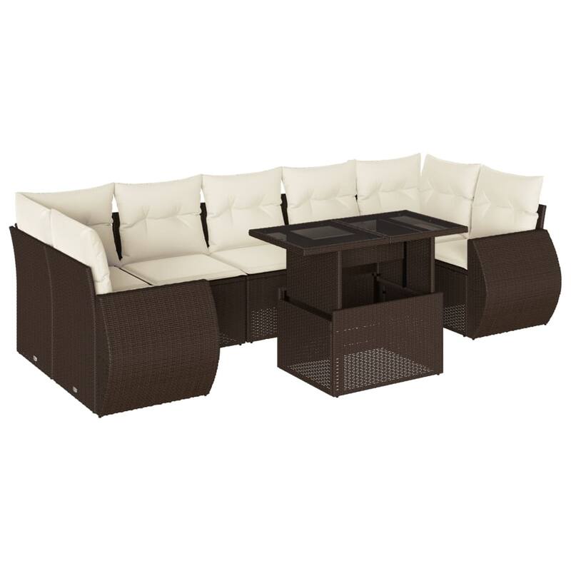 vidaXL Patio Sofa Set with Cushions Outdoor Furniture 8 Piece Poly Rattan - 24.4 x 24.4 x 27.2
