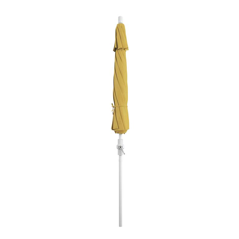 California Umbrella 9' Rd.Crank Lift, Collar Tilt, Aluminum Pole, /Fiberglass Rib Patio Umbrella, White Finish, Olefin Fabric