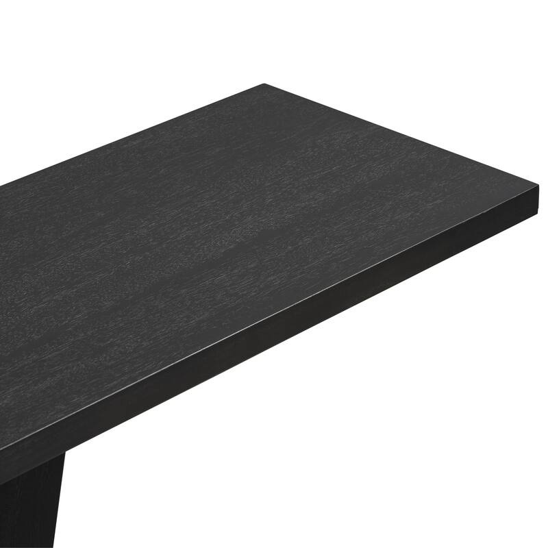 59.8" MDF Console Table With Natural Wood Veneer with V-Shaped Base for Living Room
