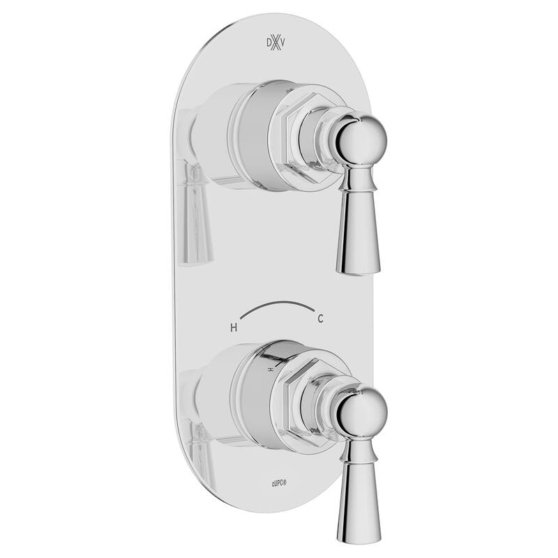 DXV Oak Hill Two-Handle Thermostatic Valve Trim with Lever Handles - Polished Chrome