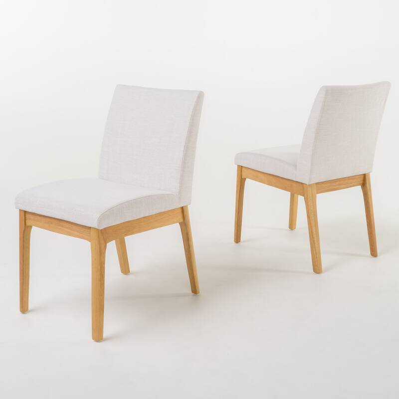 Upholstered Dining Chairs, Fabric Armless Chair with Wooden Legs, Kitchen Side Chairs, Set of 2