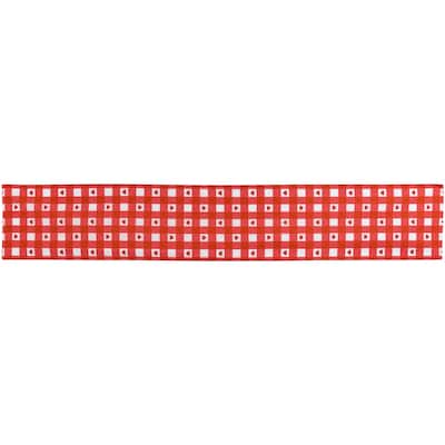 Checkered Hearts Valentine's Day Table Runner - 72" - Red and White