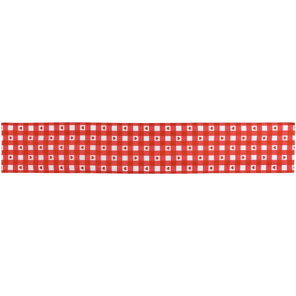 Checkered Hearts Valentine's Day Table Runner - 72" - Red and White