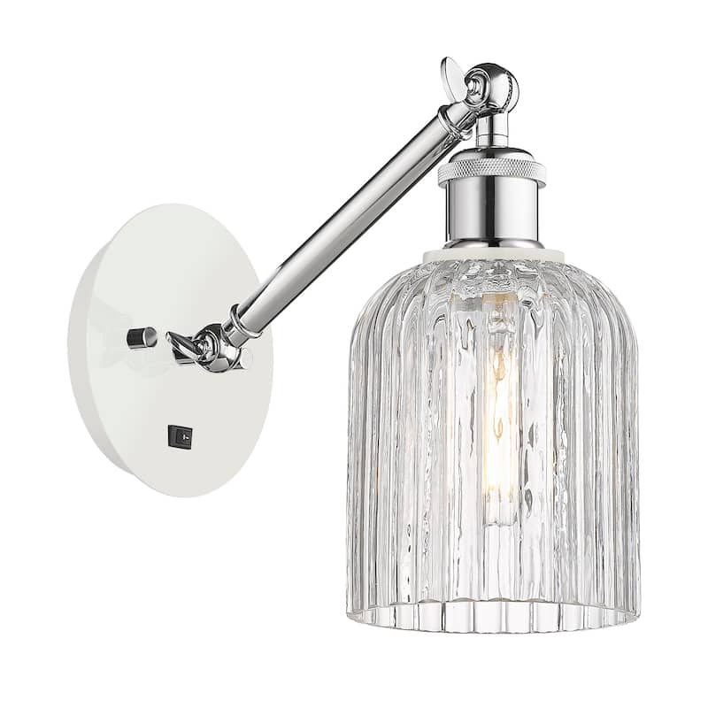 Innovations Lighting 317-1W-9-5 Bridal Veil Sconce Bridal Veil 9" Tall - White Polished Chrome / Clear