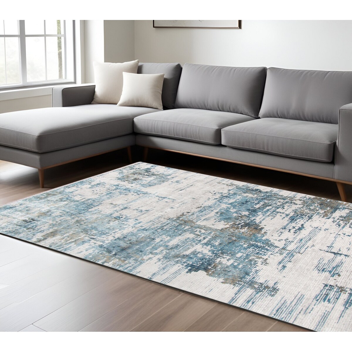 HomeRoots Daki Abstract Contemporary Rectangle Area Rug