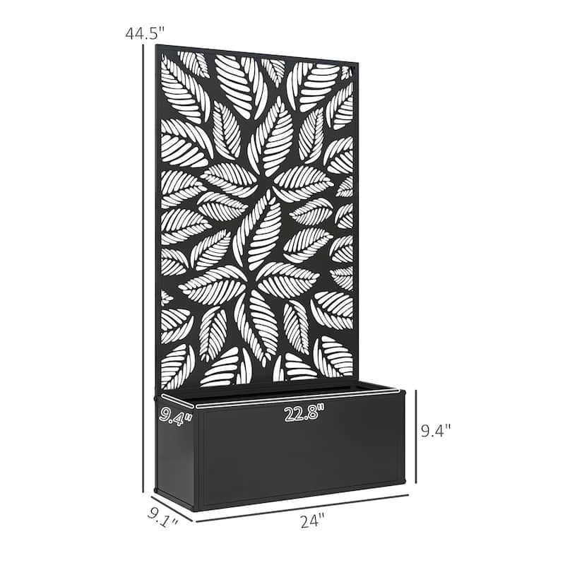 24" Black Metal Wall-Mountable Raised Garden Bed with Drainage Slots for Healthy Plants - 24" L x 9.1" W x 44.5" H