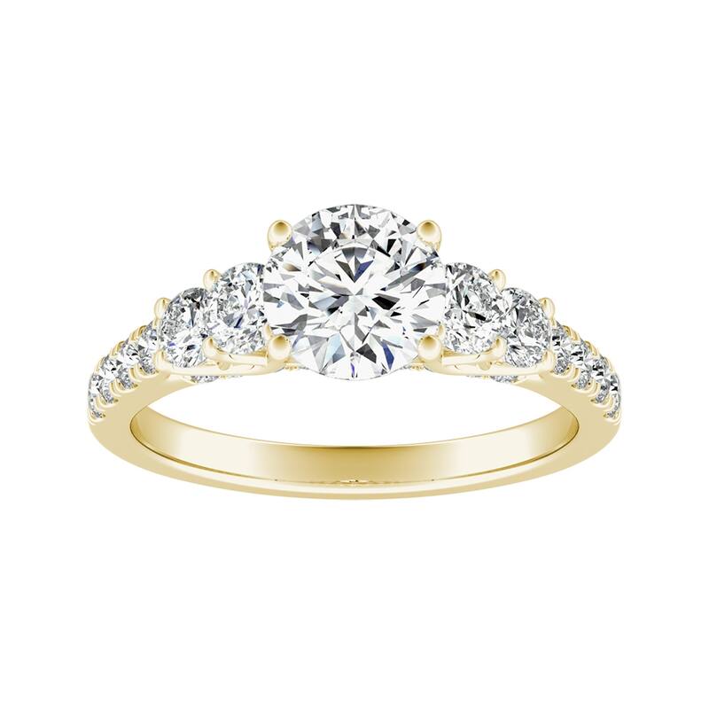 Auriya 14k Gold 2 1/4cttw 5-Stone Moissanite Engagement Ring - Yellow - 6