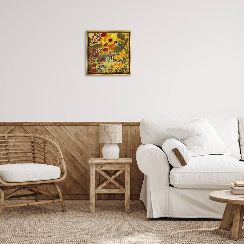 Stupell Warm Autumnal Cottage Framed Floater Canvas Wall Art Design By Kay Widdowson