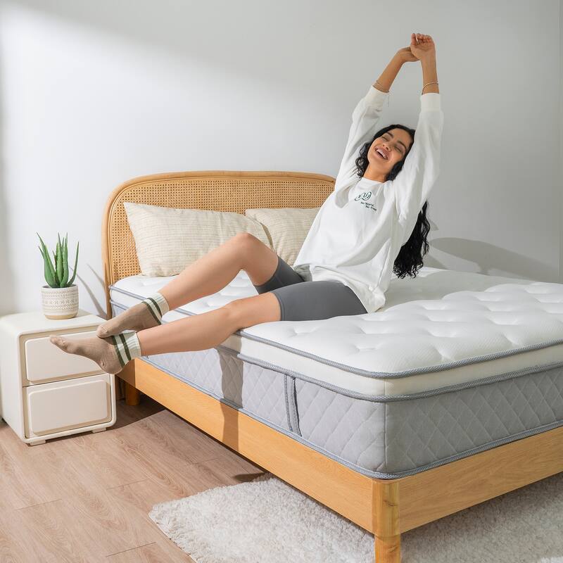 14 Inch Breathable Cool Cover Memory Foam Individual Pocket Spring Hybrid Mattress