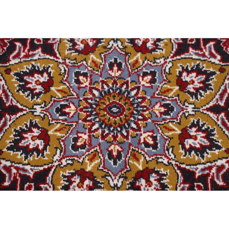 Medallion Kashan Turkish Area Rug Red Machine Made Floral Carpet - 9'9" x 12'11"