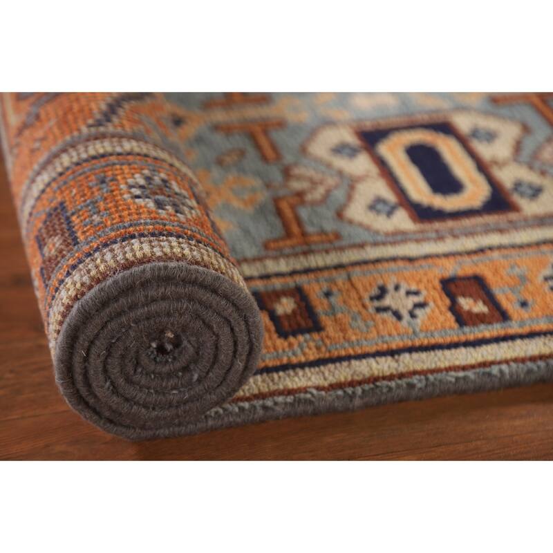 Geometric Orange Heriz Serapi Runner Rug Hand-knotted Wool Carpet - 2'8"x 7'11"