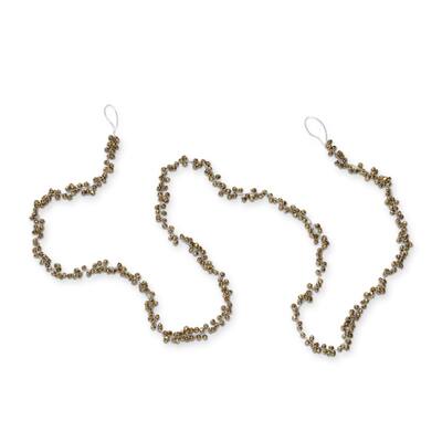 Jingle Bell Garland Decorative Wall Hanging 72in Antique Gold Metal Christmas Banners and Ornaments