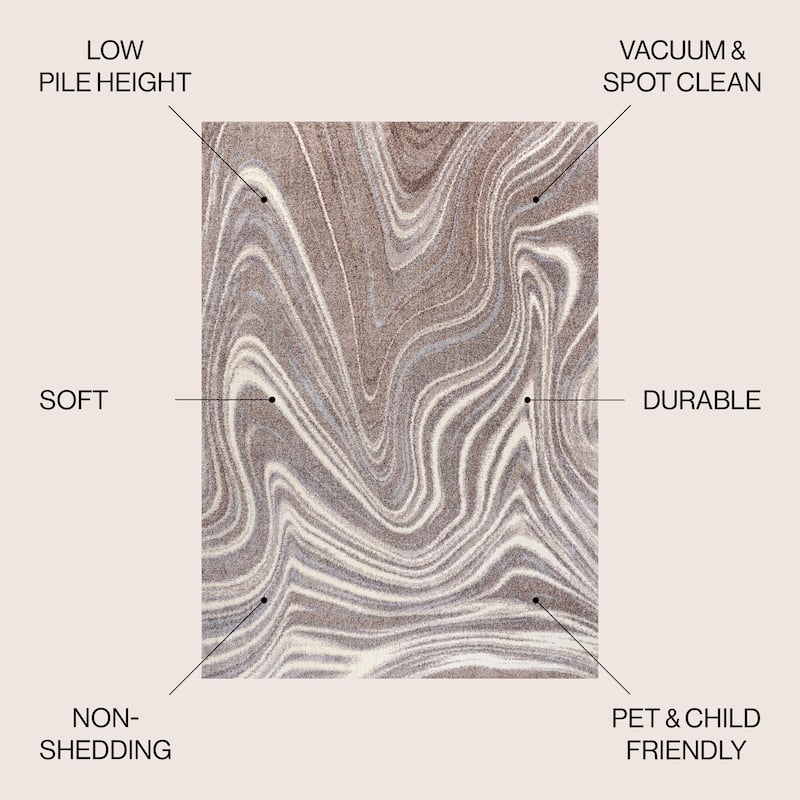 JONATHAN Y Zoe Contemporary Glam Abstract Marble Area Rug