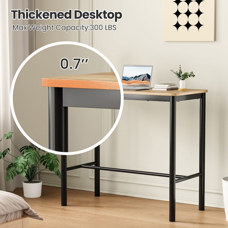 47 inch Counter Height Bar Table, Rectangular Dining Counter Tables with Metal Legs