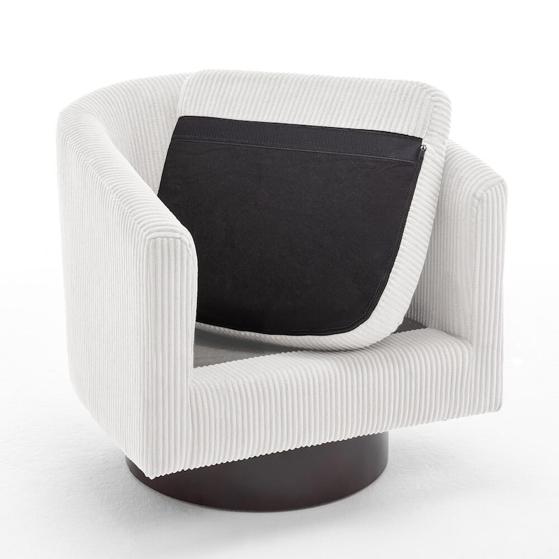 Modern Upholstered Swivel Barrel Club Arm Accent Chair for Living Room