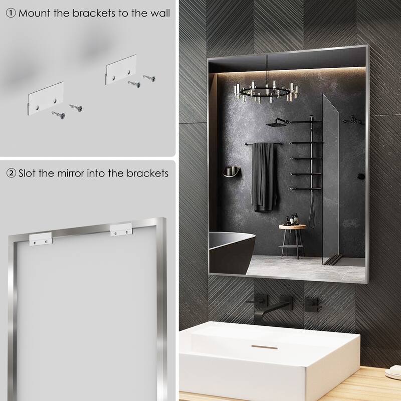 QuivaraView Wall Mounted Aluminum Frame Bathroom Vanity Mirror