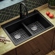 preview thumbnail 55 of 74, Karran 33" Top Mount Double Equal Bowl Quartz Kitchen Sink Kit - 33" x 22" x 9"