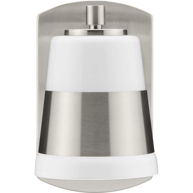 Haven Collection One-Light Brushed Nickel Opal Glass Luxe Industrial Bath Light - 4.75 in x 6.75 in x 7.87 in