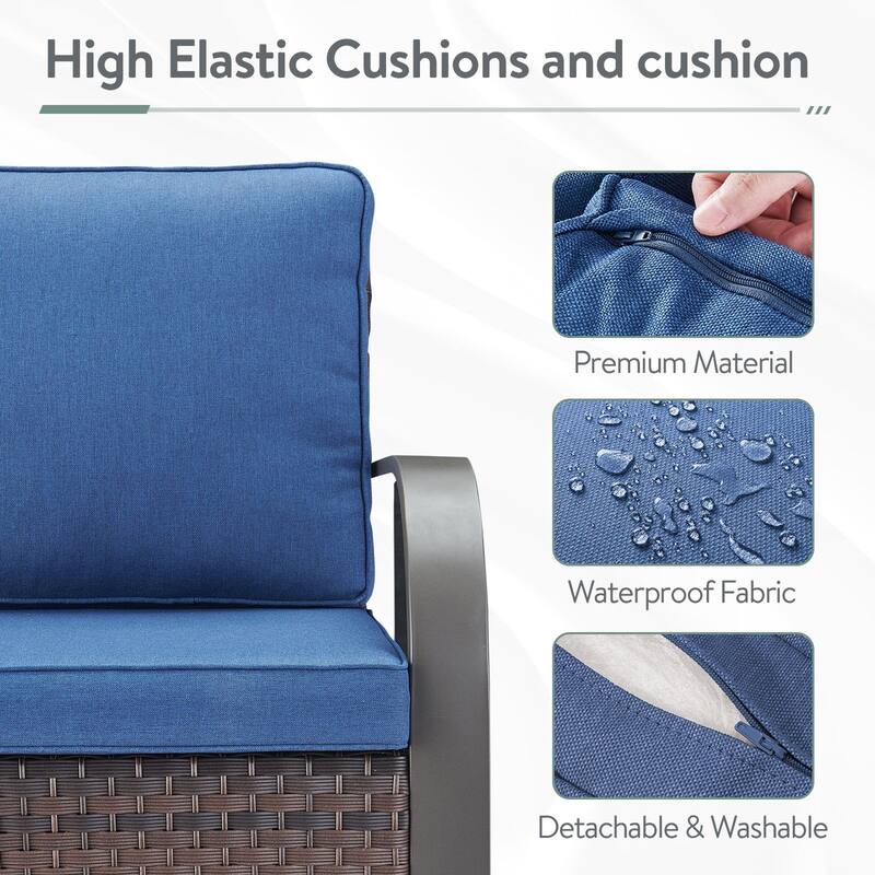 Outdoor Sofa Chair with Fire Pit Table Set