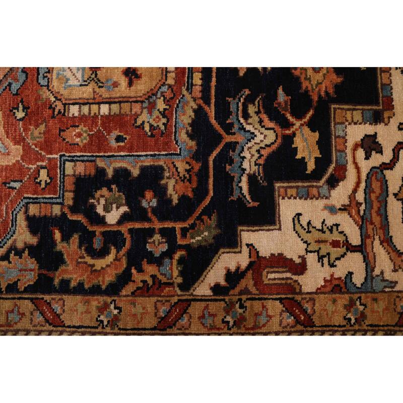 ECARPETGALLERY Hand-knotted Jules Sultane Dark Navy Wool Rug - 7'11 x 9'11