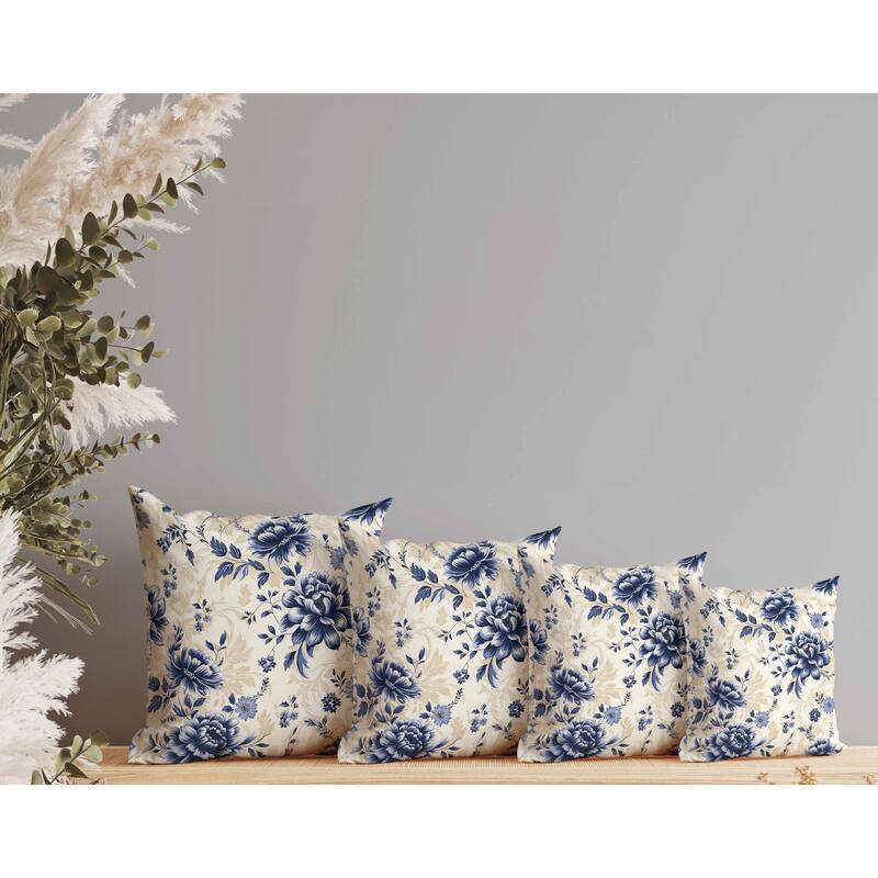 Nature's Canvas Indoor/Outdoor Reversible Throw Pillow Pearl and Blue