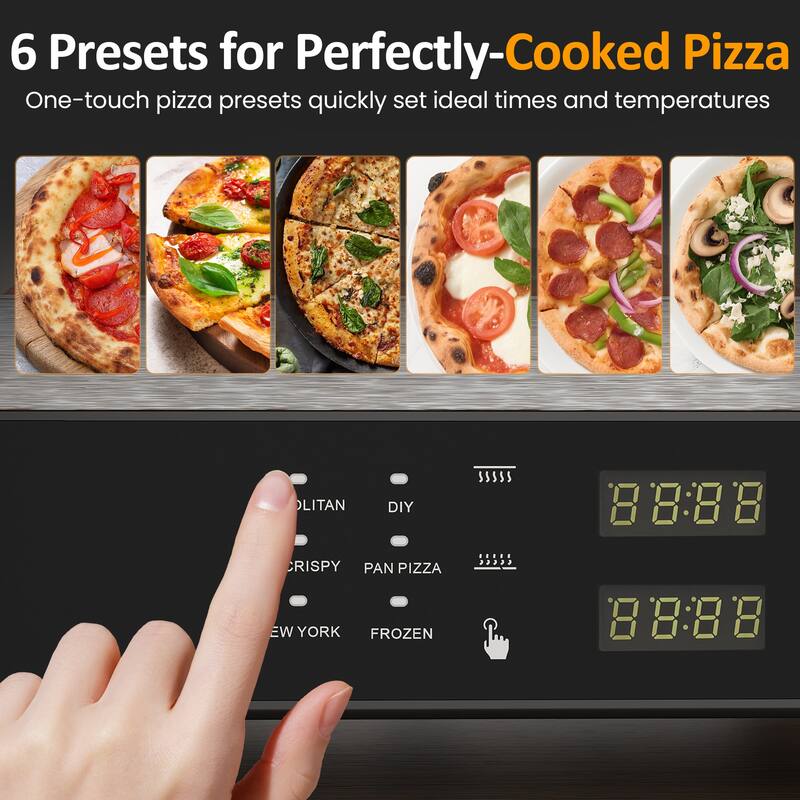 Electric Indoor Pizza Oven with 6 Presets