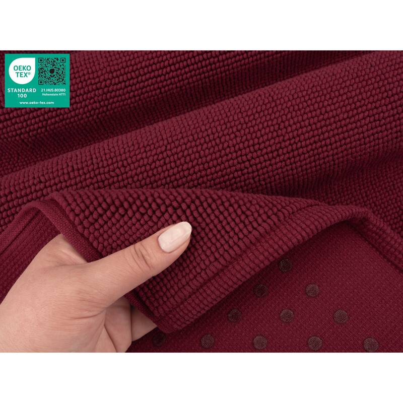 American Soft Linen 100% Cotton Bath Mat Rugs, 17x24 inches Slip Resistant Bottom Base Bath Mats for Bathroom