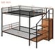 preview thumbnail 12 of 15, Twin Over Full Metal Bunk Bed with Wire Shelving and Lateral Storage Ladder and Wardrobe