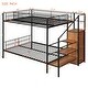 preview thumbnail 18 of 16, Twin over Full Metal Bunk Bed with Wire Shelving & Lateral Storage Ladder and Wardrobe, White