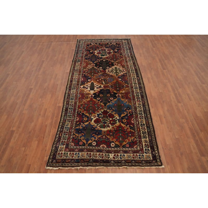 Hand Knotted Oriental 100% Wool Carpet Traditional Floral Multi-Colored Bakhtiari (Shalamzar) Area Rug - 12' 0'' X 4' 11''