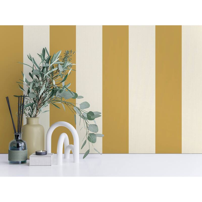 Fine Decor Tavish Mustard Stripe Wallpaper