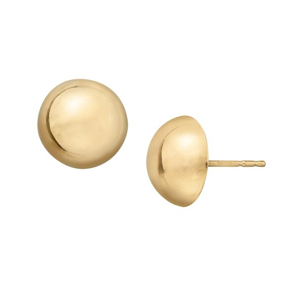 Just Gold 10 mm Simplistic Dome Stud Earrings in 14K Gold - YELLOW