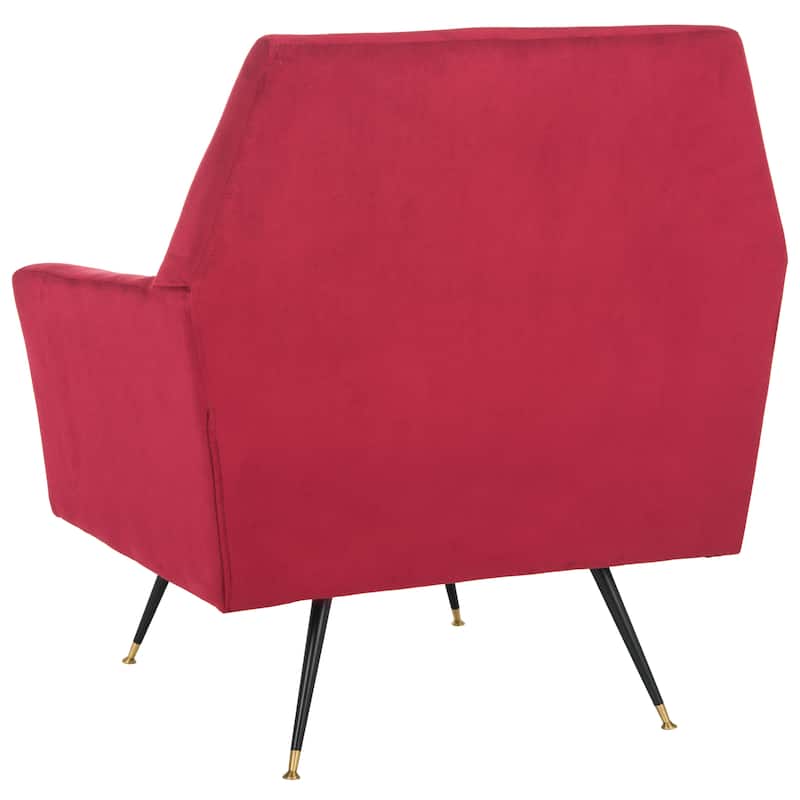SAFAVIEH Trina Mid-Century Modern Velvet Maroon Red Club Chair - 32" W x 31" D x 36" H - 32Wx31Dx36H - Maroon